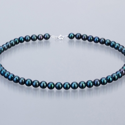 Ожерелье из морского изумрудно-синего  жемчуга Акойя