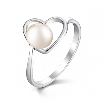 Серебряное кольцо с жемчугом HEART