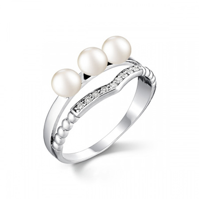 Серебряное кольцо с белыми речными жемчужинами