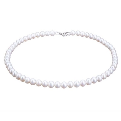 Ожерелье из круглого белого жемчуга класса 7-7,5мм АА+